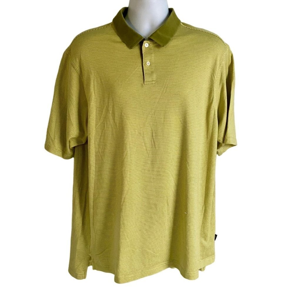 Adidas Climalite Green Striped Polo Shirt Men's XL